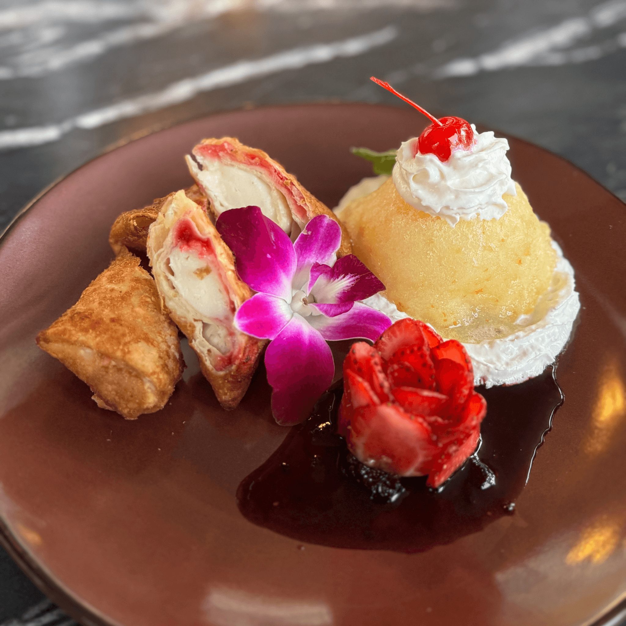 Crispy-fried Raspberry Cheesecake Roll.