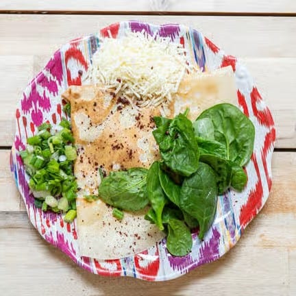 Cheese, Spinach and Green Onions Crepe.