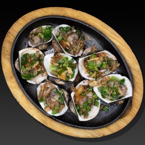 Grilled Blood Clam with Butter & Scallion.