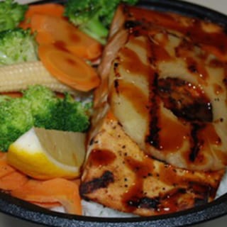 Salmon teriyaki rice meal