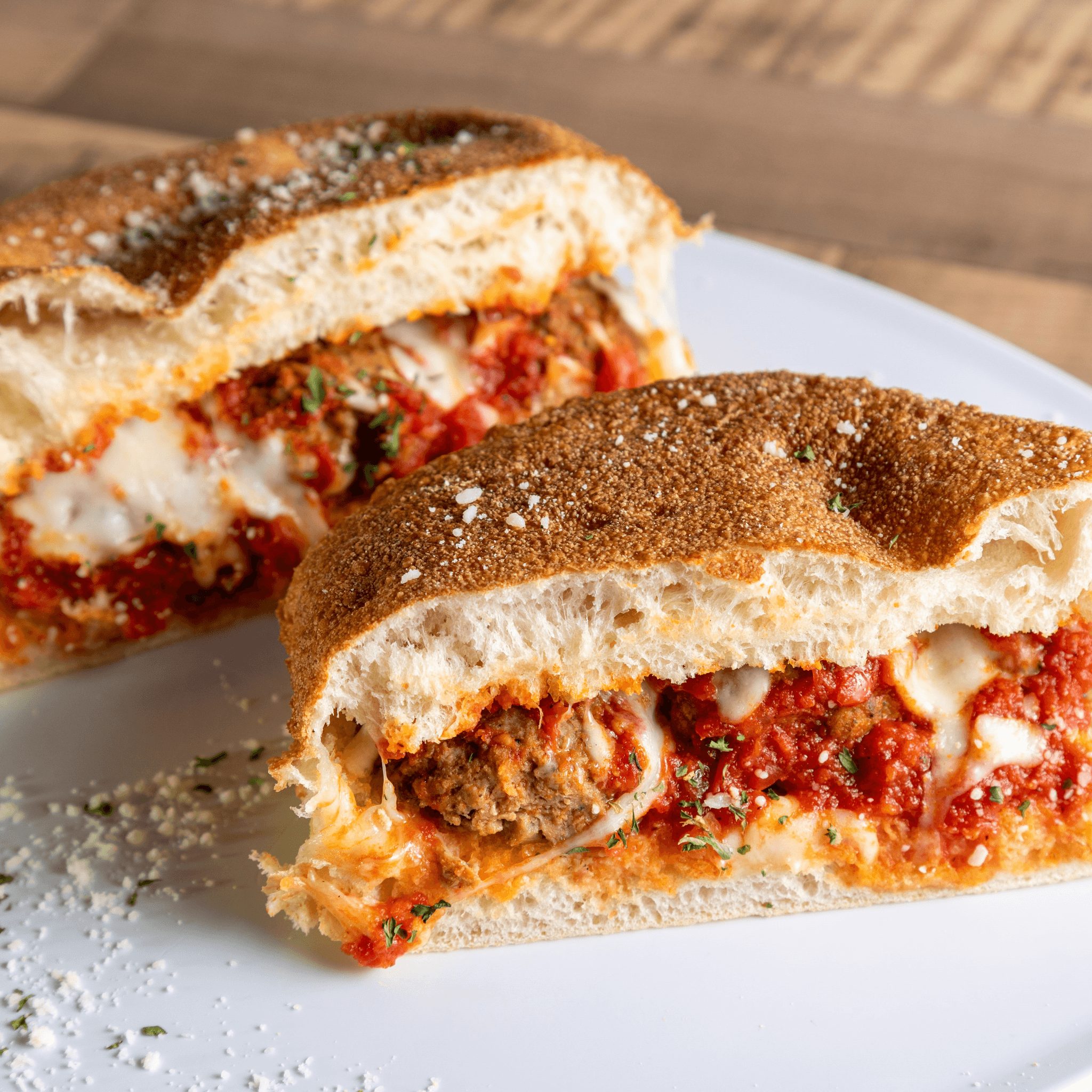 Meatball Parmigiana Sandwich.