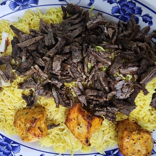 Chicken Tawook with Beef Shawarma Platter.
