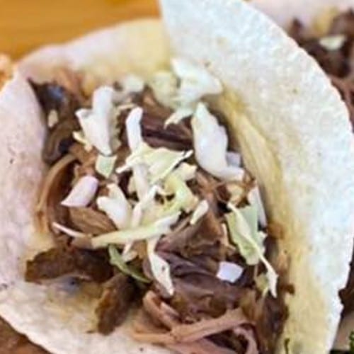 Carnitas Made with Shredded Pork Taco.