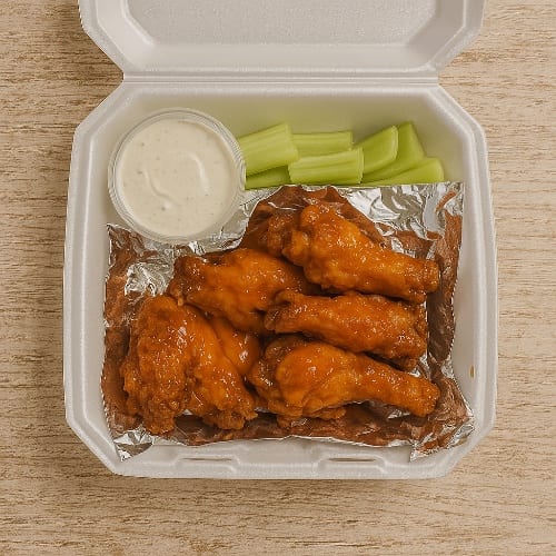 5 Wings, Side of Fries & Soda.