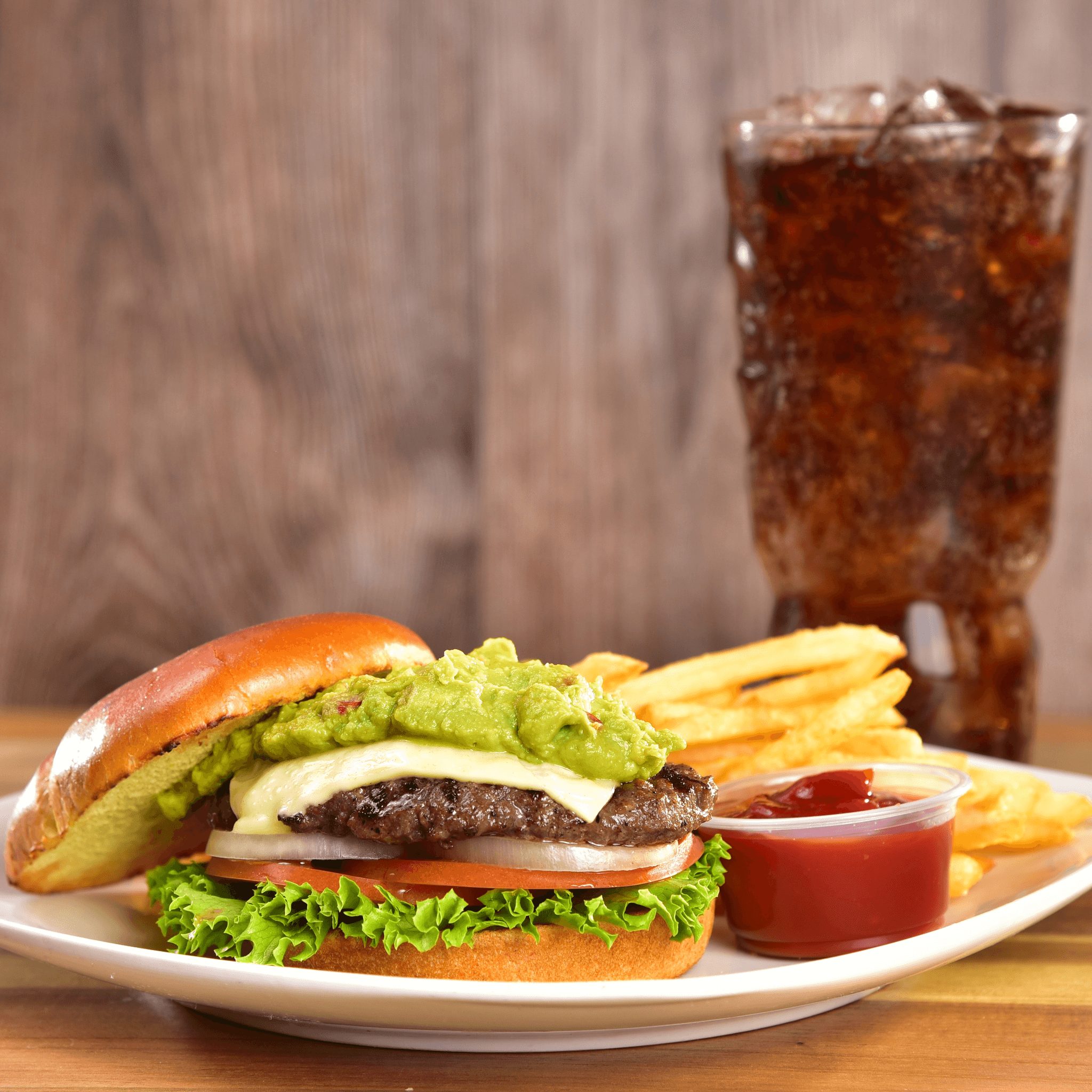Guacamole Swiss Burger Meal.