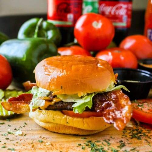 Classic Bacon Cheese Burger & Fries.