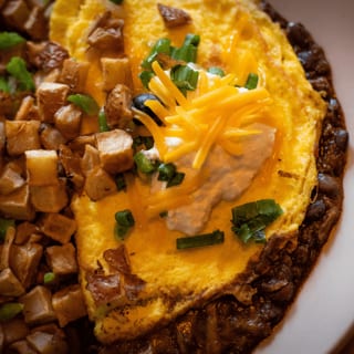 Black Bean Chicken Chili Omelette