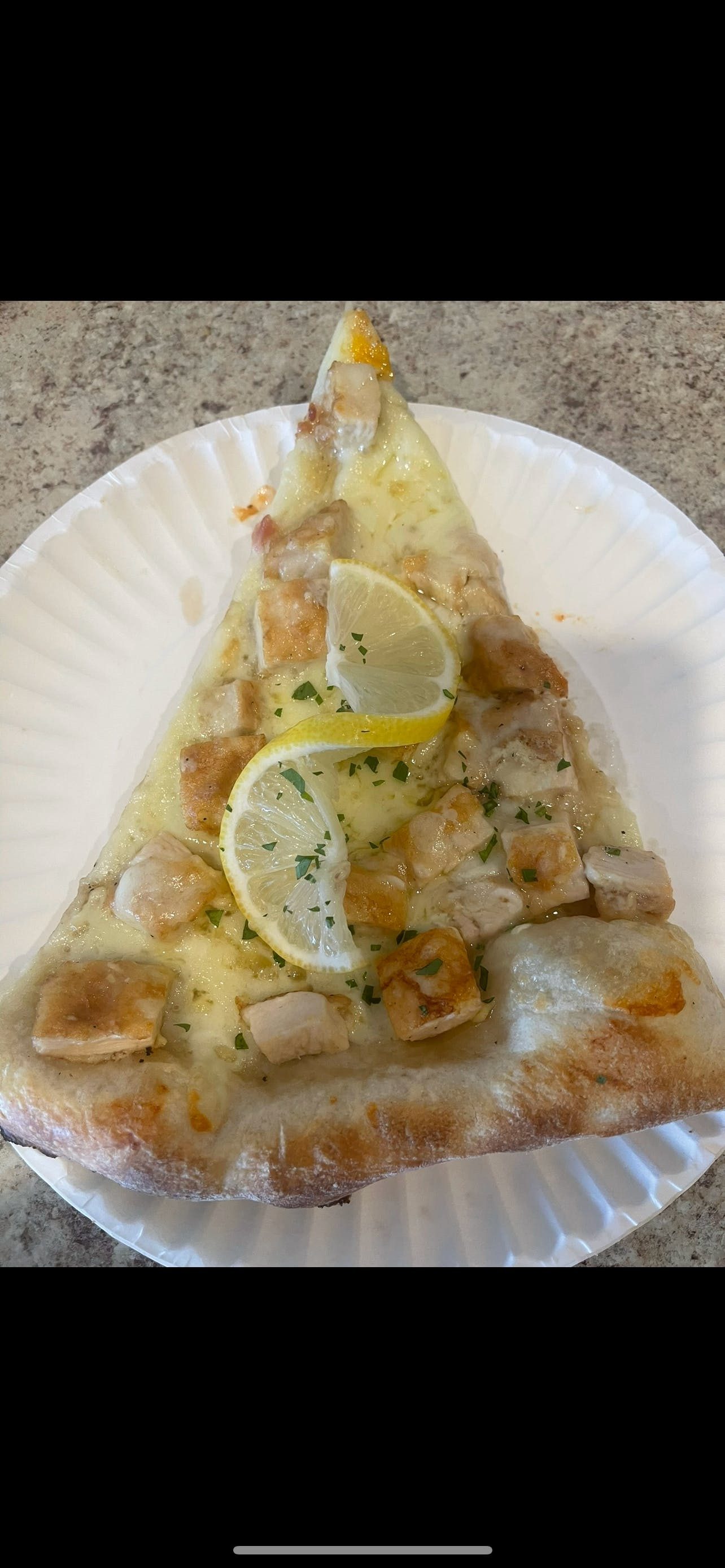 Chicken Francese Pizza Slice.