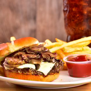 7. Mushroom Swiss Burger Meal