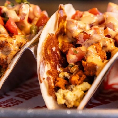 Breakfast Taco - Chorizo, Egg, Cheese, Pico.