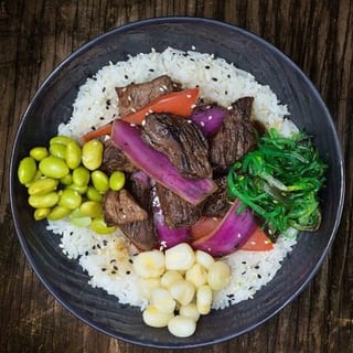 Poke Lomo Saltado with Our Spicy Mayo