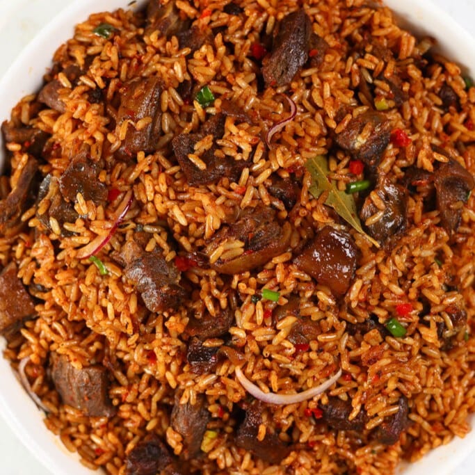 Ghana Jollof Rice W/ Beef.