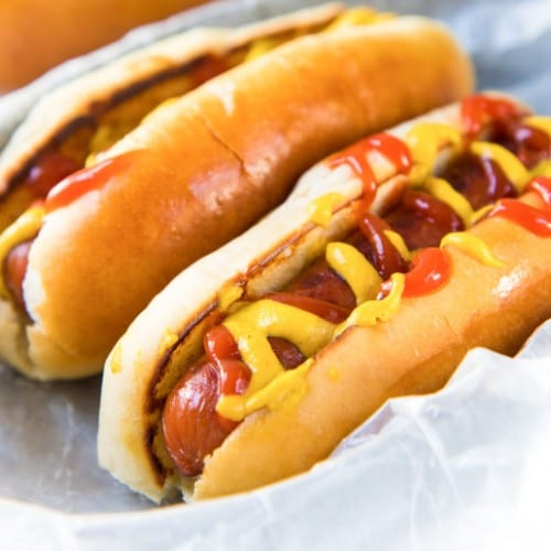 10 Inch Long Grilled Hot Dog.