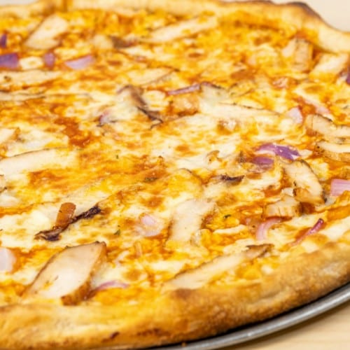 Chicken Alfredo Pizza.