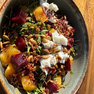 Roasted Red & Golden Beets with Goat Cheese