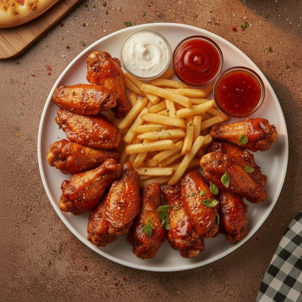 10 Wings with fries.