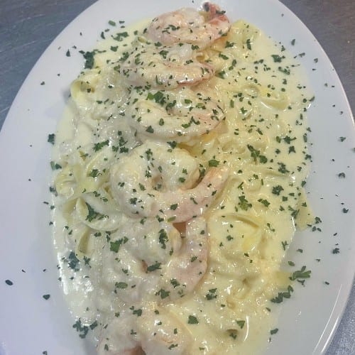 Shrimp & Chicken Alfredo or Vodka Sauce.