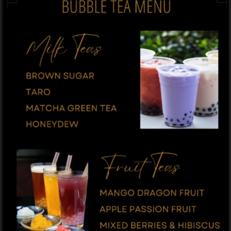 Enjoy our Bubble Tea Menu