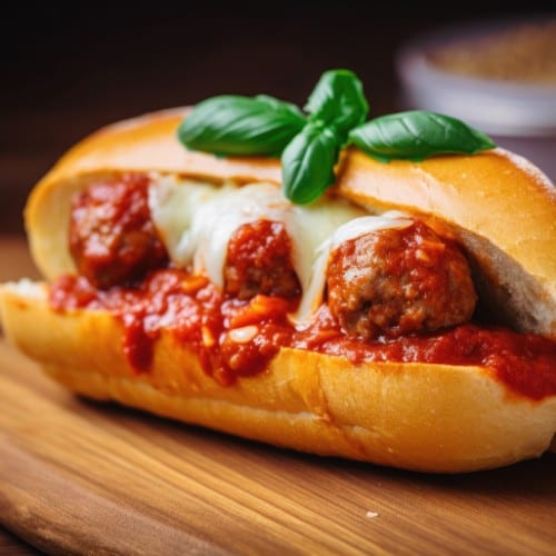 Meatball Parmigiana Hot Sub.