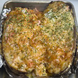 Seafood loaded baked potatoes