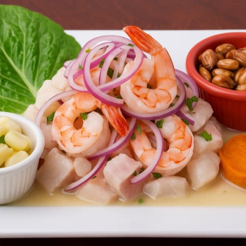 Peruvian-Style Ceviche (Fish & Shrimp) / Ceviche Peruano (Pescado y Camarones).