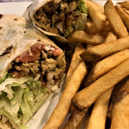 CHICKEN BACON WRAP WITH FRIES LUNCH SPECIAL.