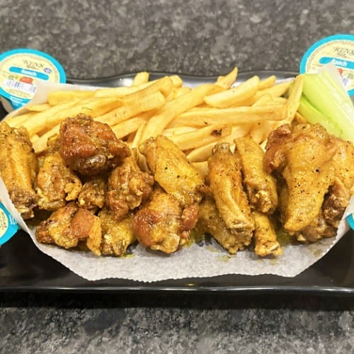 10 Pc Wings & Fries (Or Fried Rice).