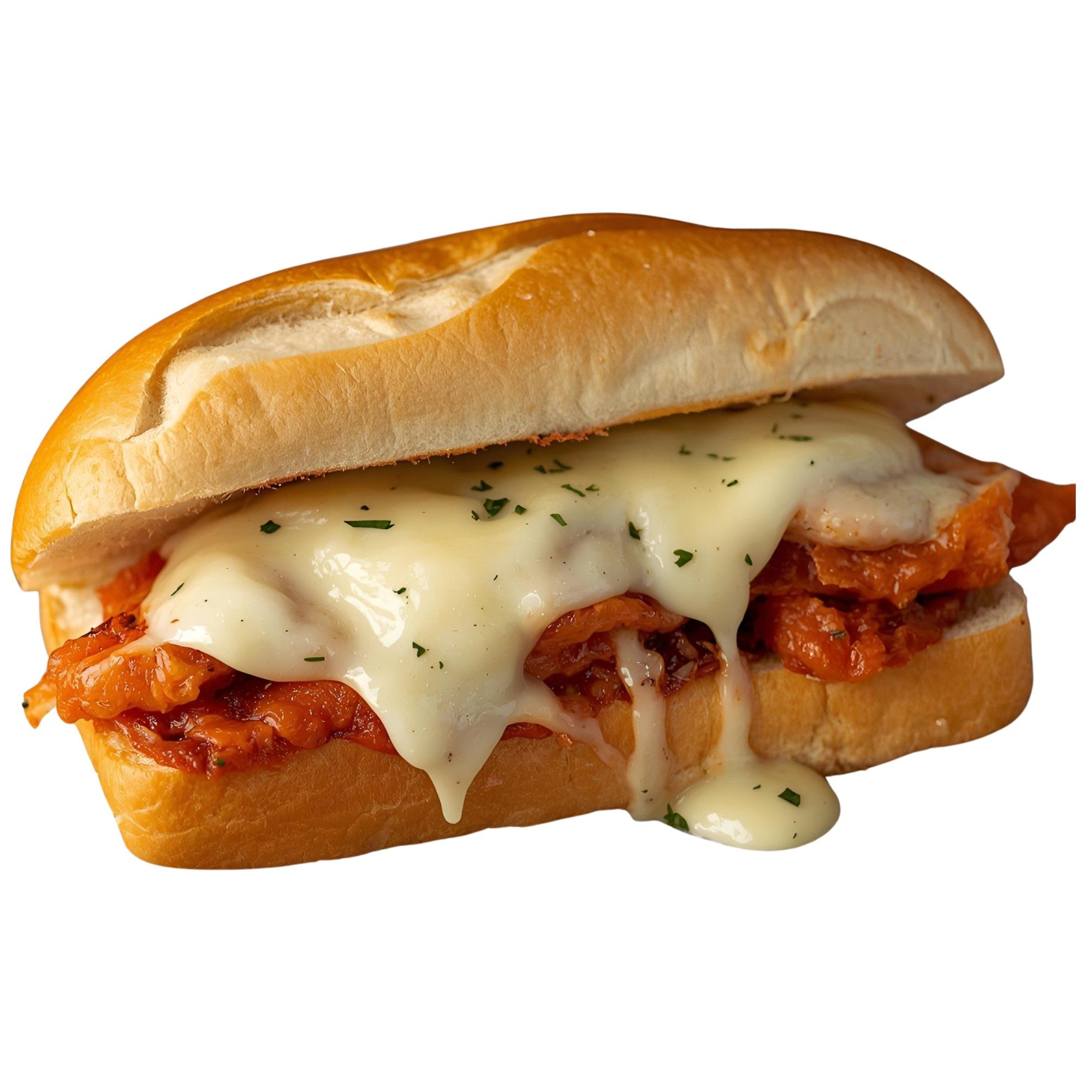 Chicken Parmigiana Sandwich With Fries.