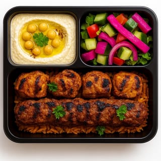 Half Egyptian Kofta Kabob / Half Chicken Kabob