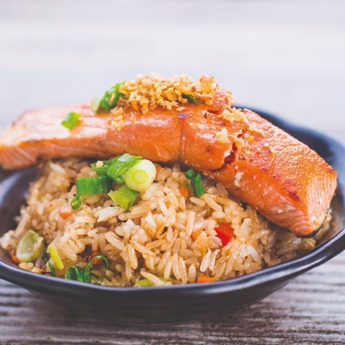 Salmon Garlic Fried Rice.