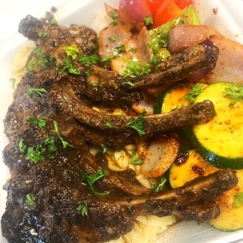 Lamb Chops w/ Mashed Potatoes & Mixed Veggies.