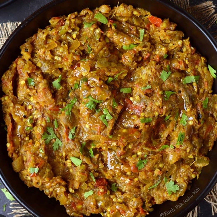 Baingan Bharta (Peeled Eggplant).