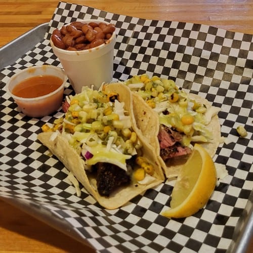 Brisket Taco with Side.