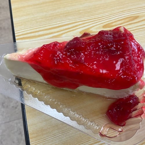 Cheesecake with Strawberry Topping.
