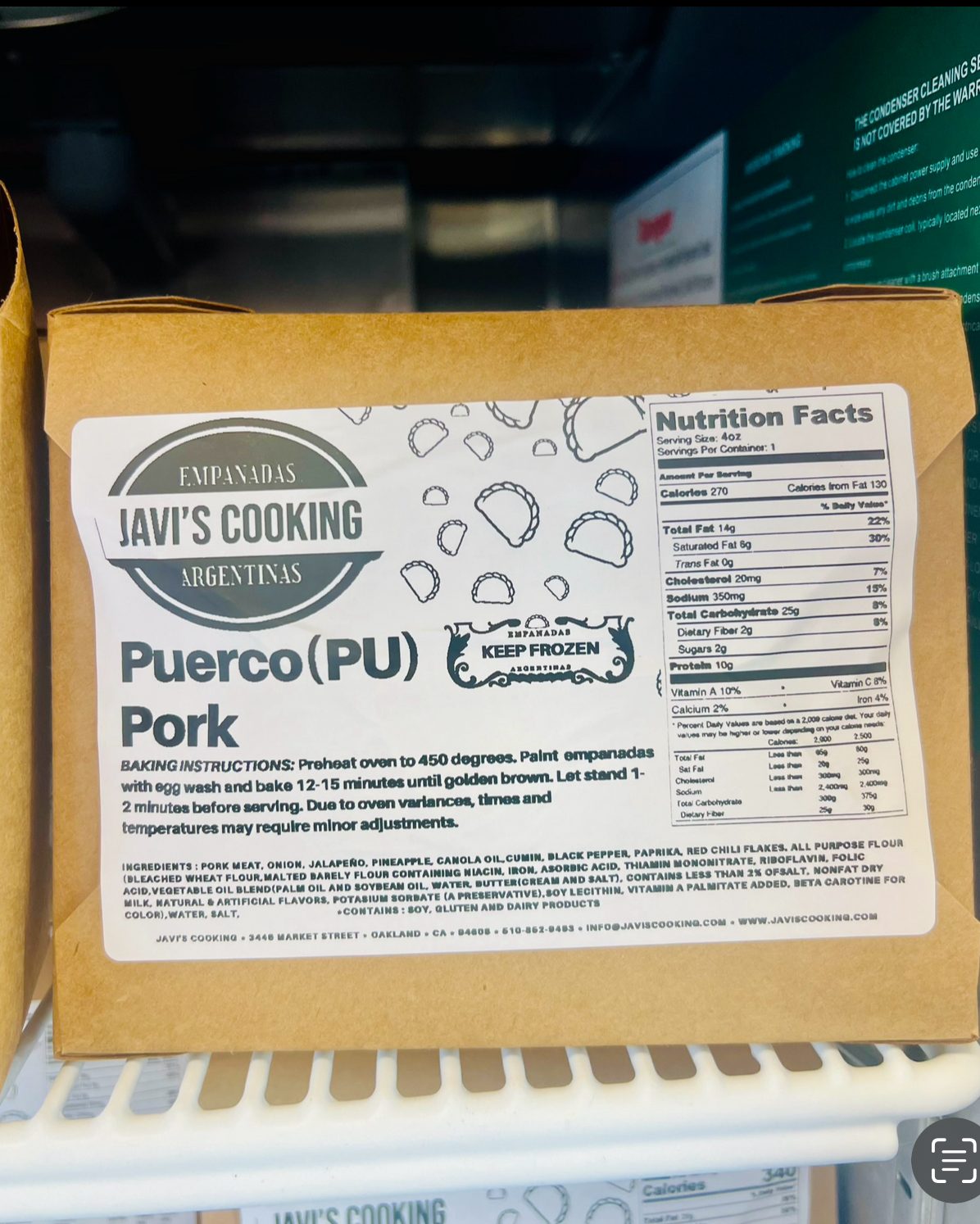 Puerco-PU (4 Pack) Frozen Empanadas.