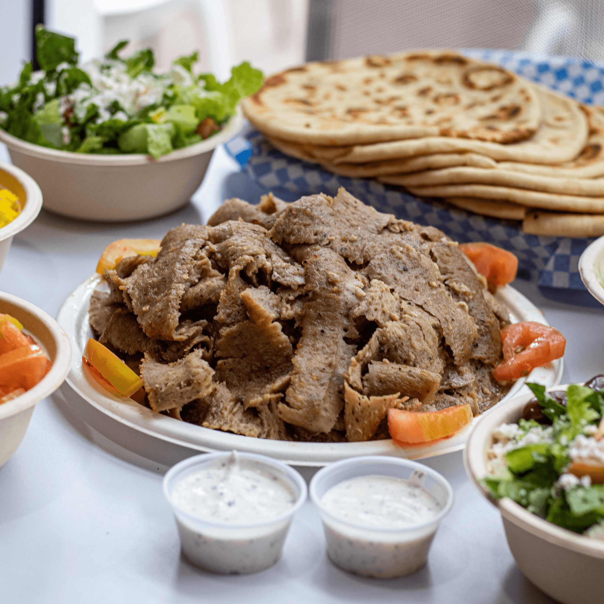 Triple Gyro Plate with French Fries or Rice.