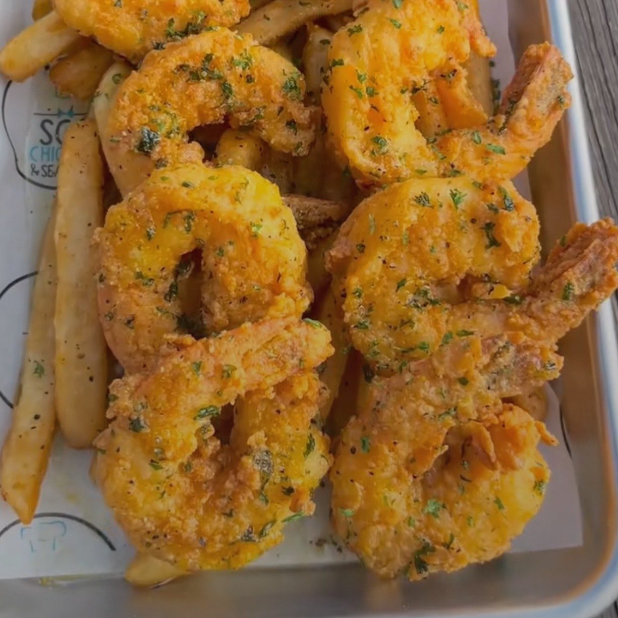 4 Pcs Shrimp with fries.