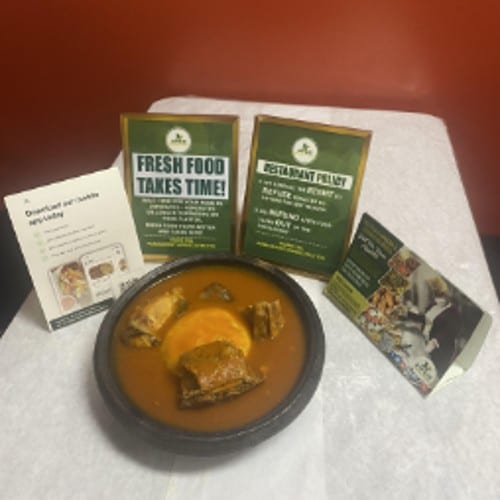 Fufu W/  Goat meats Light soup.