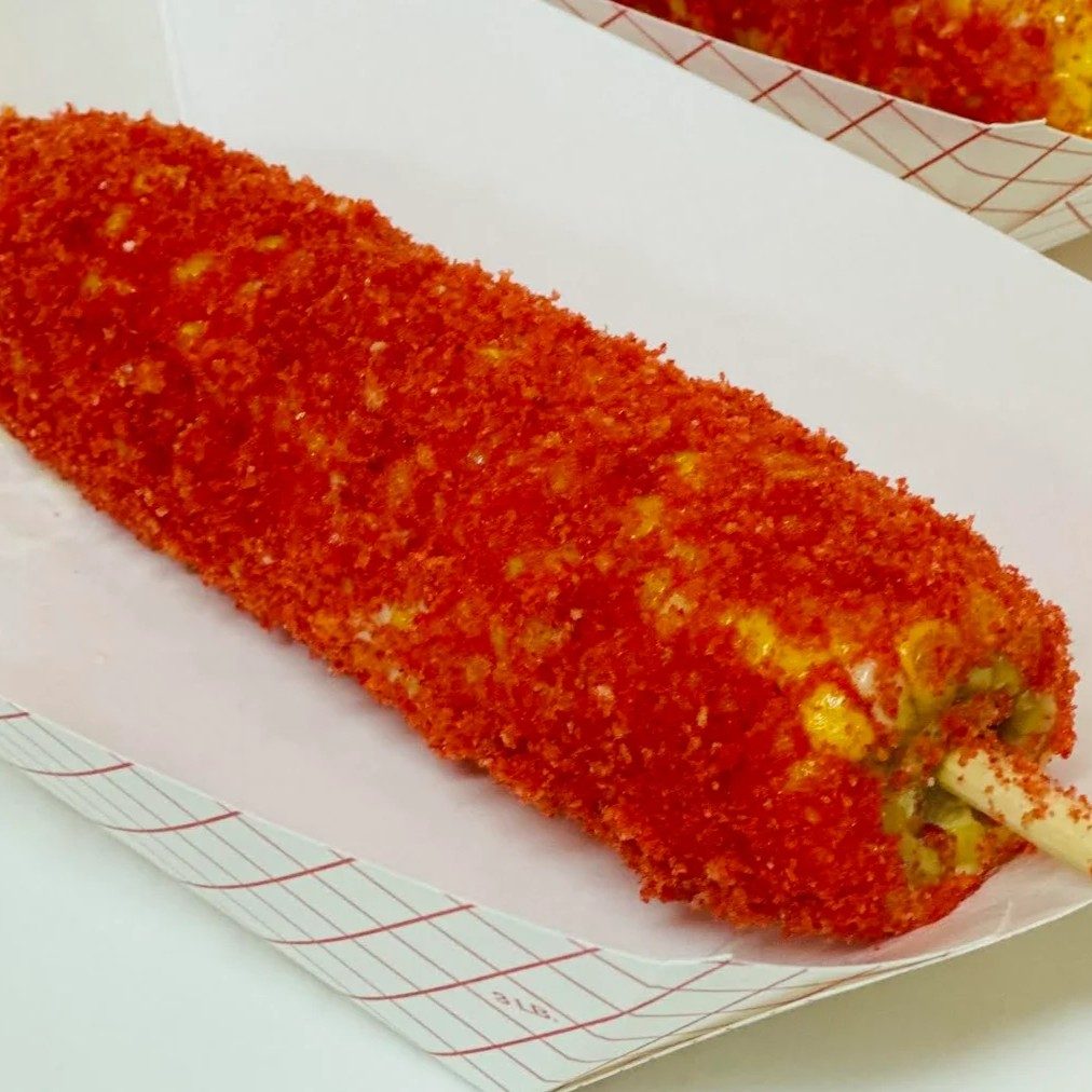 Hot Cheetos Elote Loco on the Cob.