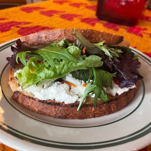 Goat Cheese, Sundried Tomatoes Sandwich.