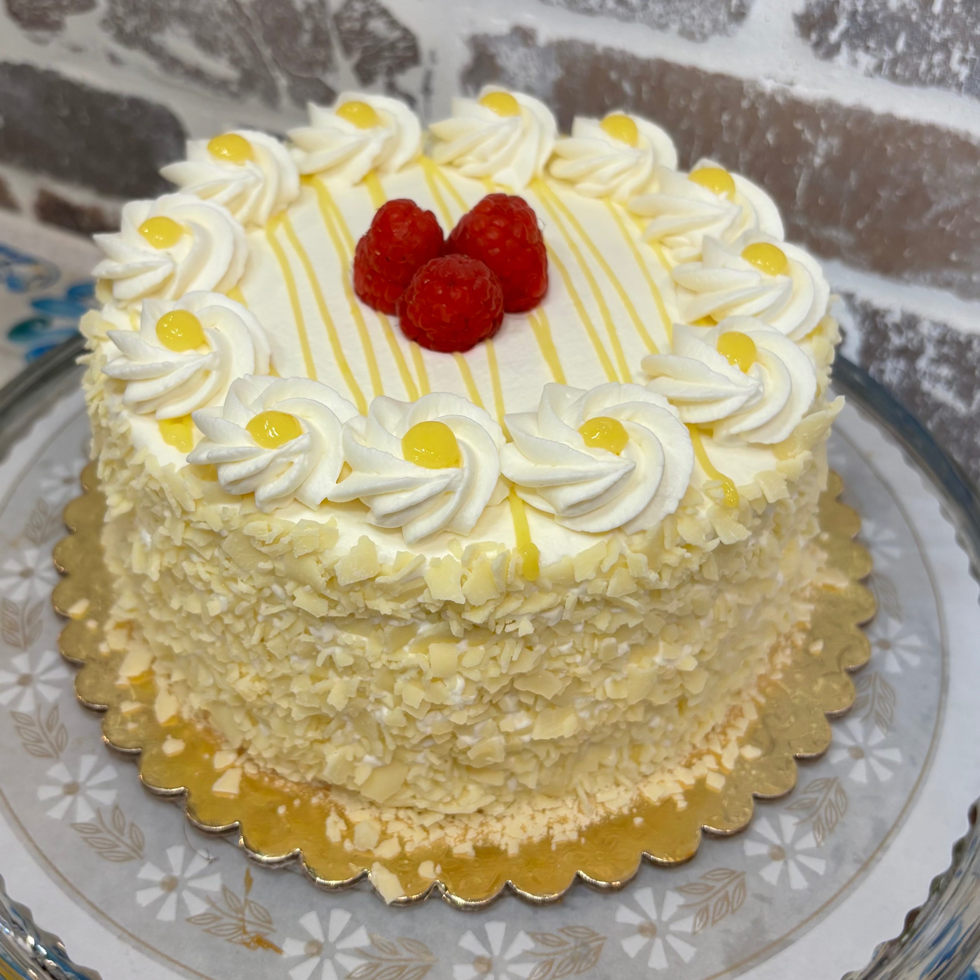 6" Lemon Raspberry Cake- Serves 6-8.