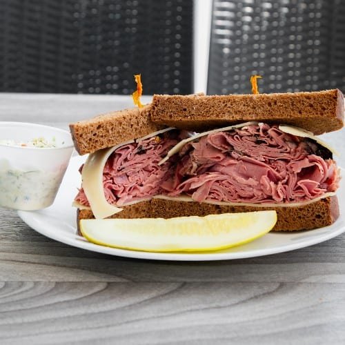 Hot Corned Beef Sandwich.