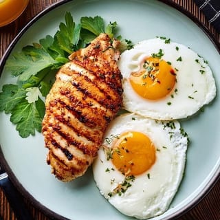 2 Eggs with Grilled Chicken Breast