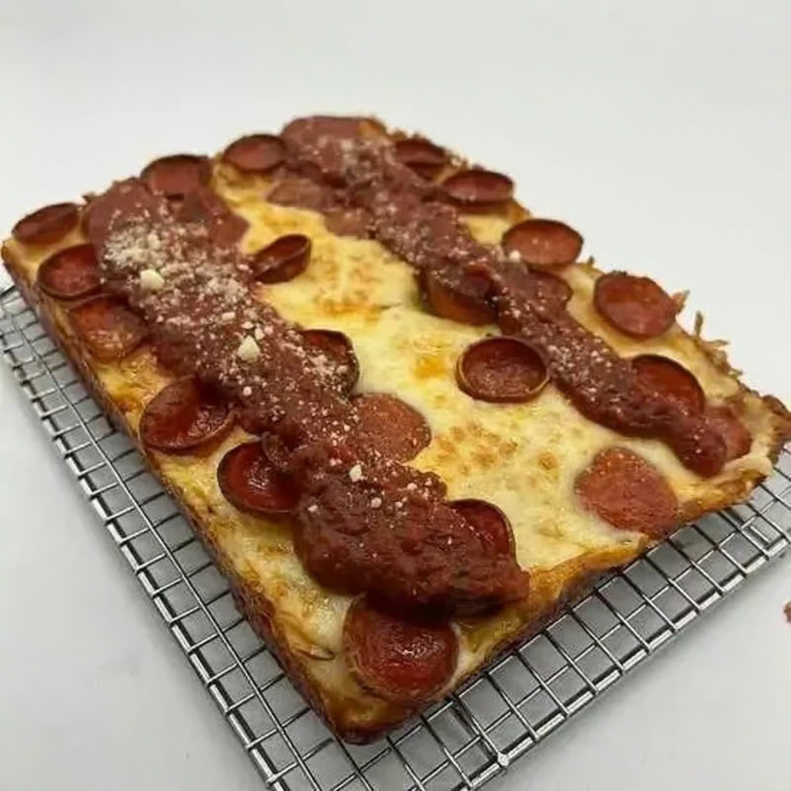 Pepperoni Detroit Pizza.