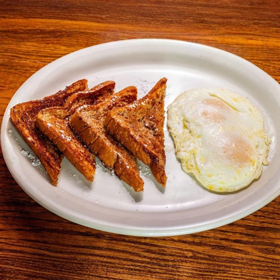 2 French Toast with Eggs.