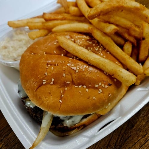 Beef Cheeseburger Platter.