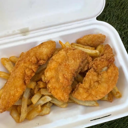 Chicken Tenders, Fries and a Drink.