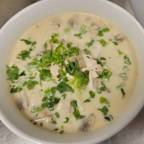 Tom Kha Gai (Chicken in Coconut Milk).