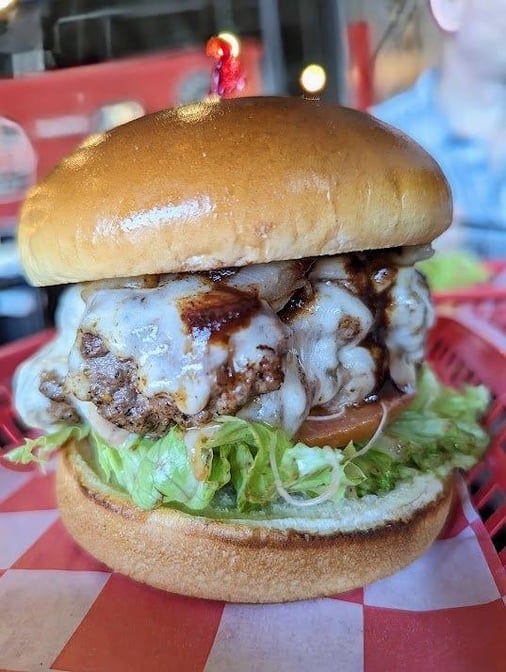The Rainbow Mushroom Stuffed Burger.