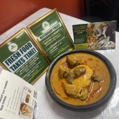 Fufu w/ Groundnut goat meat Soup.